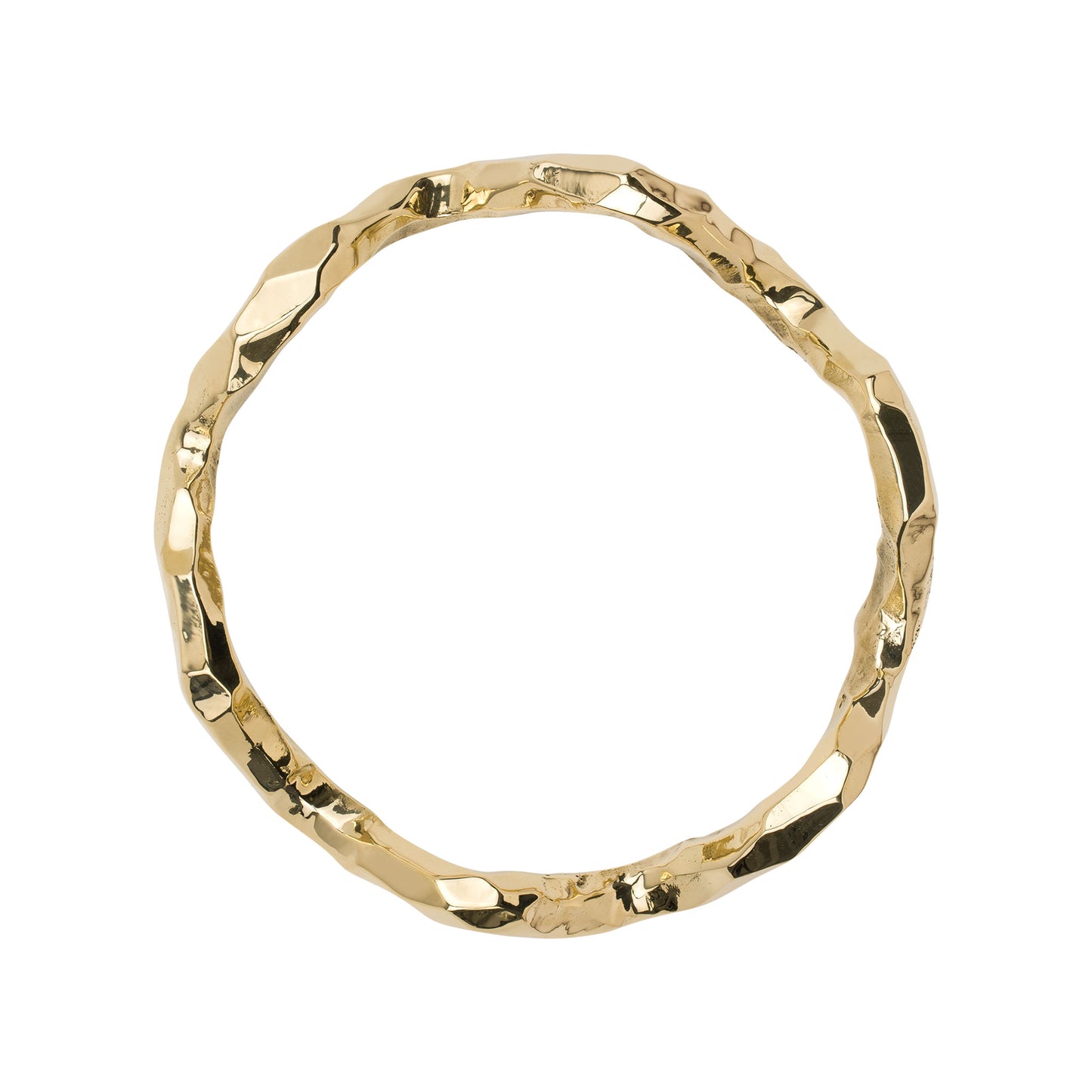 Top view of an Organic Ring Shaoed Brass cabinet handle on a white background