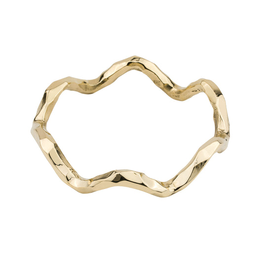 Organic wavy Ring Shaoed Brass cabinet handle on a white background