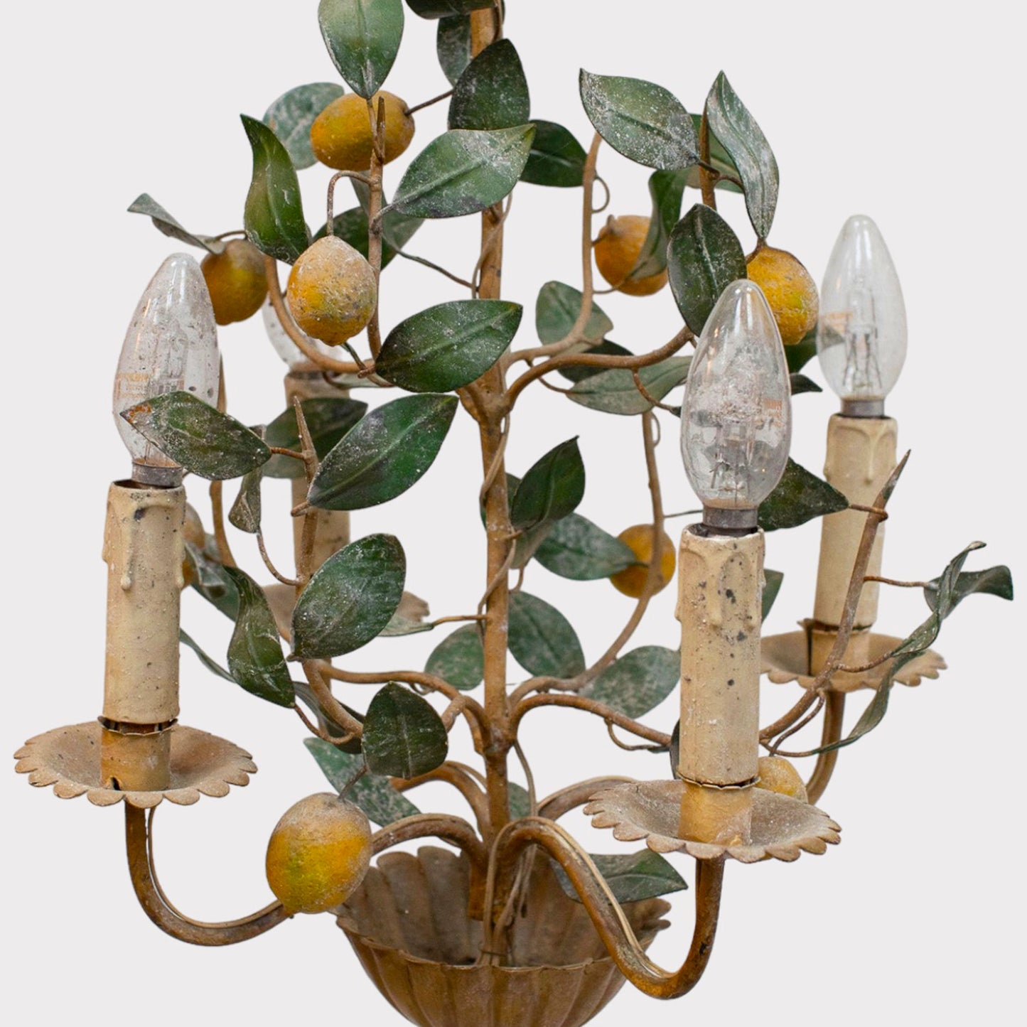 detail - Vintage Italian Tole Lemon Chandelier