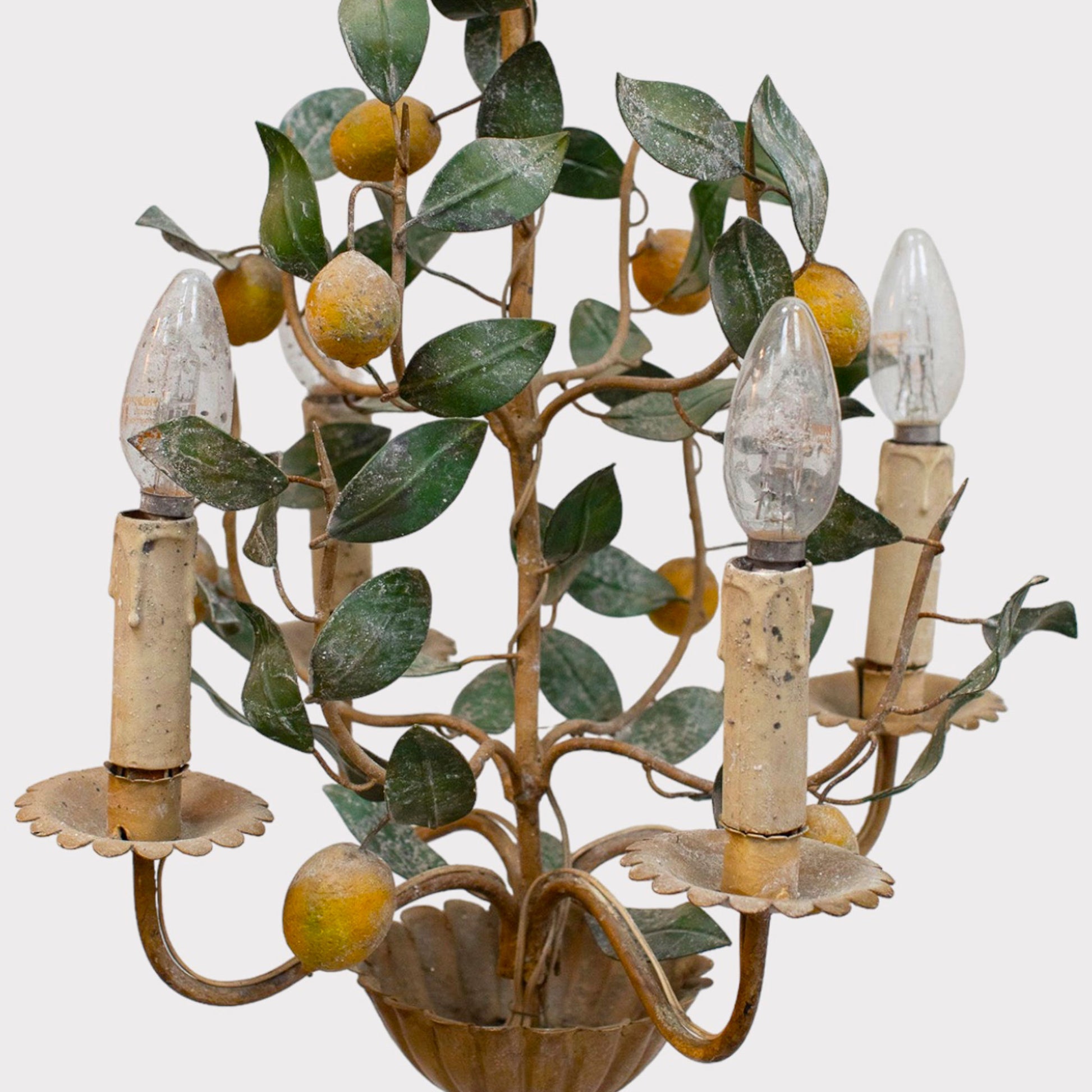 detail - Vintage Italian Tole Lemon Chandelier