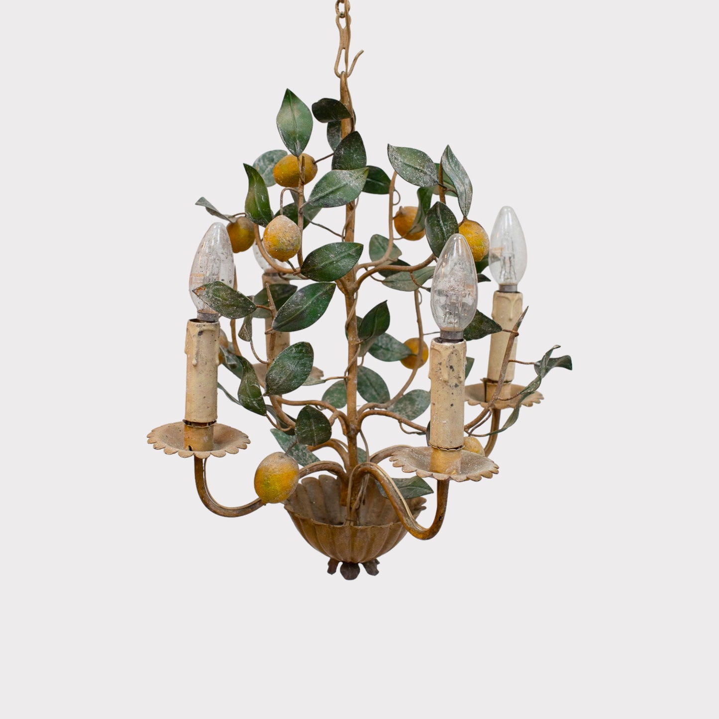 Vintage Italian Tole Lemon Chandelier