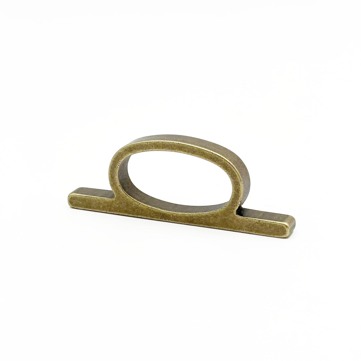 A modern bar pull handle with a flat oval loop, finished in a antique bronze metal, shown on a clean white background.
