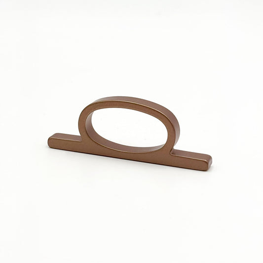 A modern bar pull handle with a flat oval loop, finished in a copper bronze metal, shown on a clean white background.