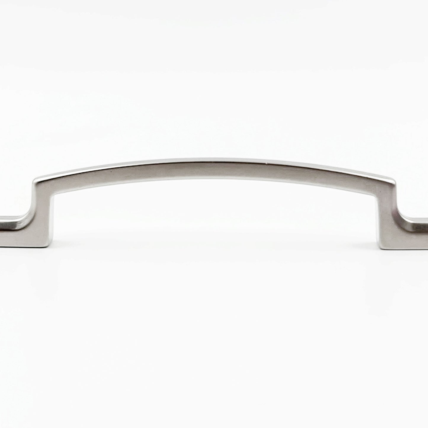 Matte Nickel Short Arm Modern Cabinet Pull on a white backround
