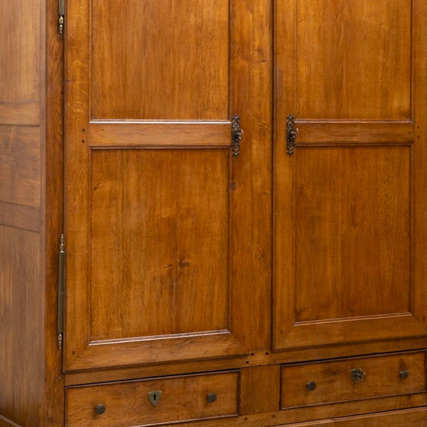 close up - French Oak Double Door Armoire