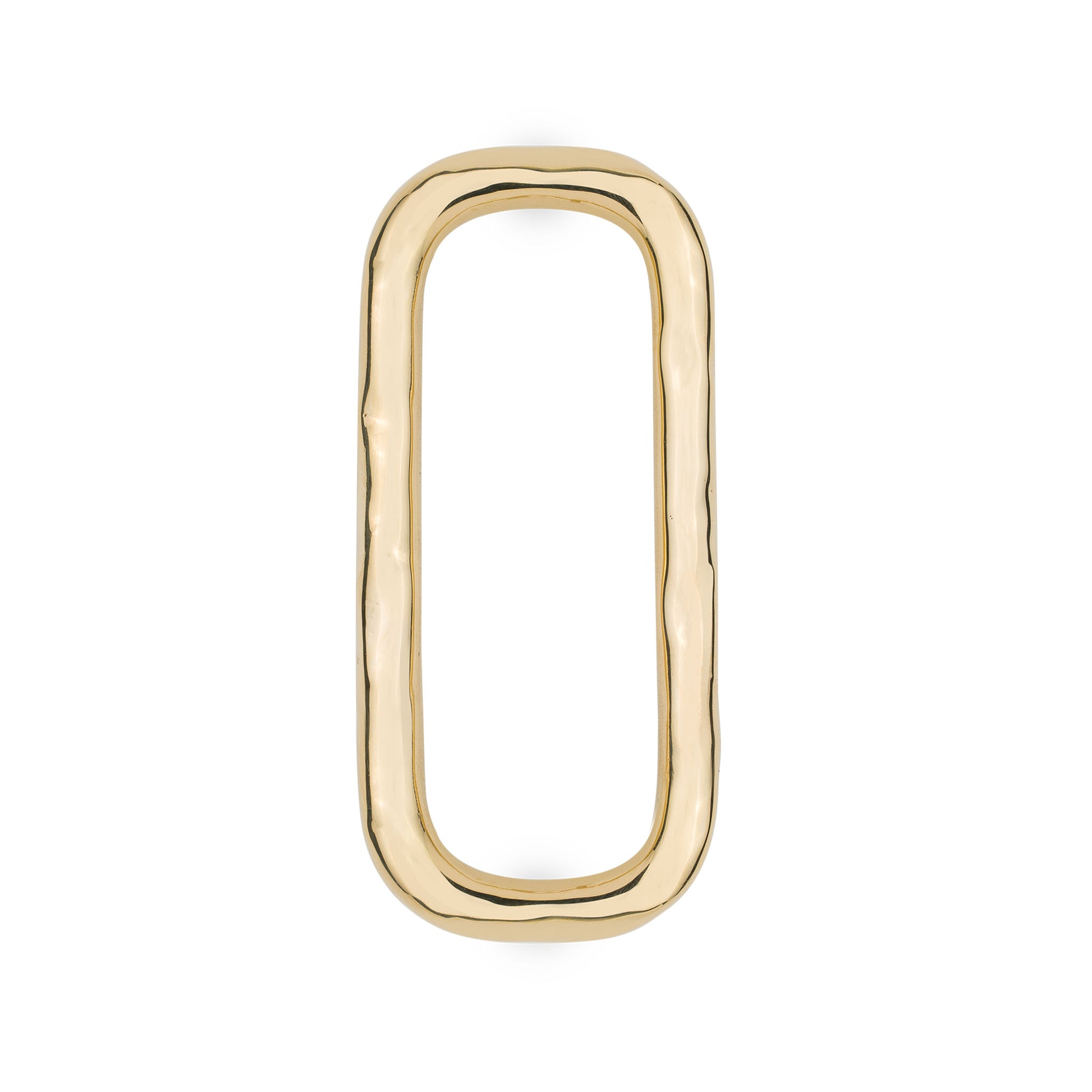 Brass Ovoid ring cabinet pull with a unique design on a white background