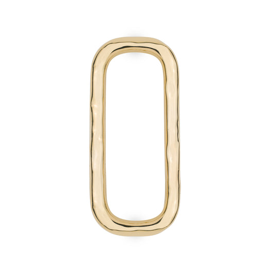 Brass Ovoid ring cabinet pull with a unique design on a white background