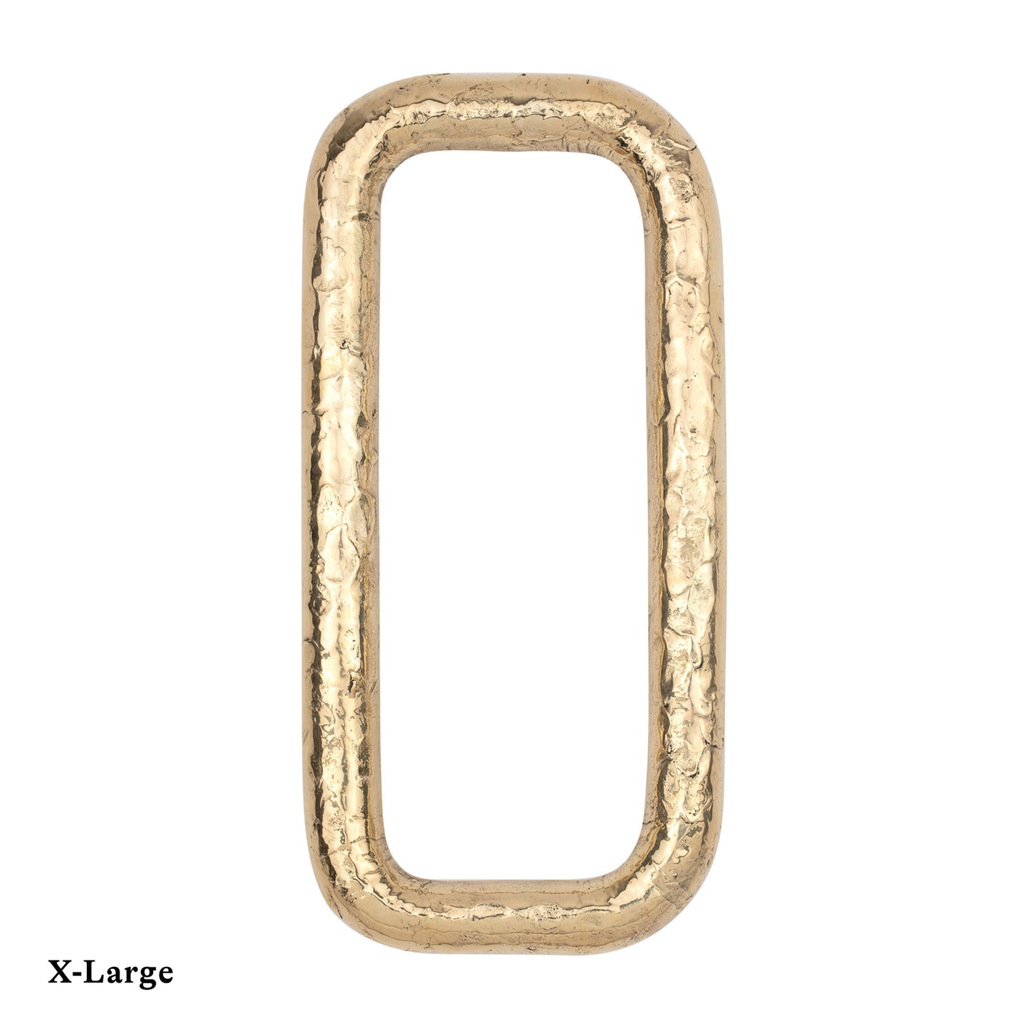 Brass Ovoid ring cabinet pull with a unique design on a white background