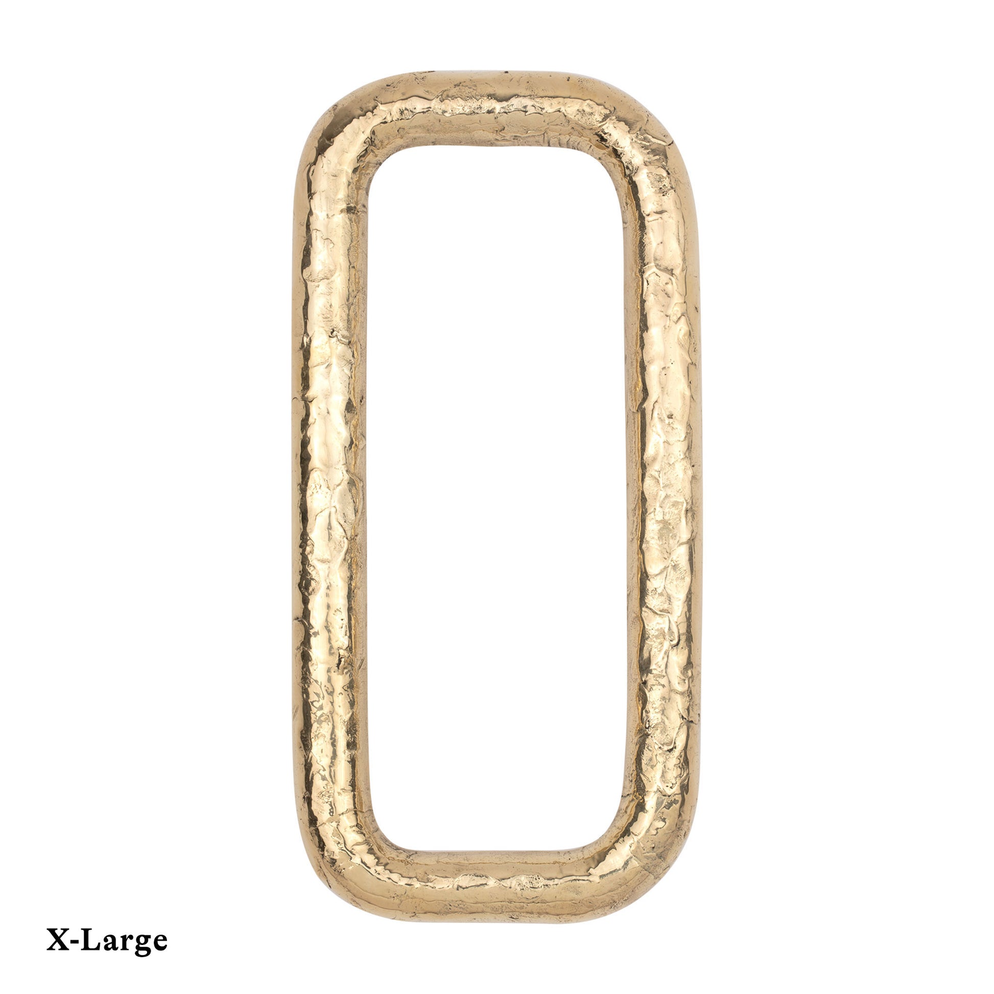 Brass Ovoid ring cabinet pull with a unique design on a white background