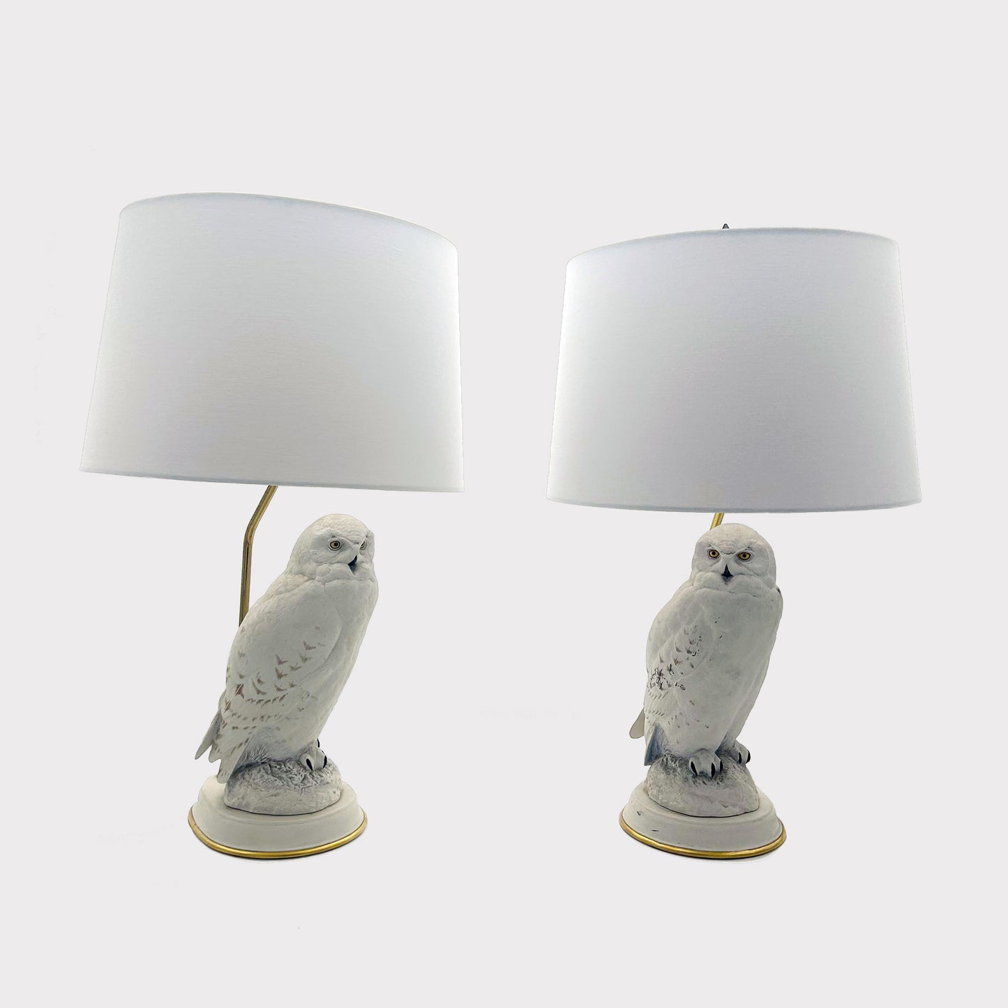 White Porcelain Owl lamps deocrated with gold details