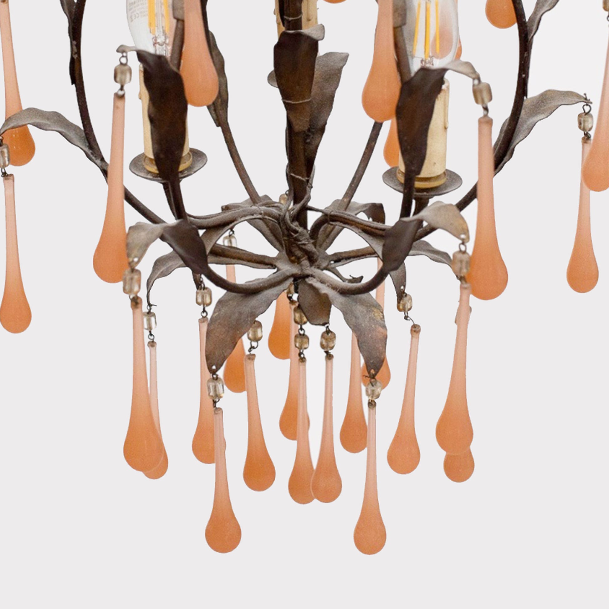 detail - Italian Pink Opaline Drop Chandelier