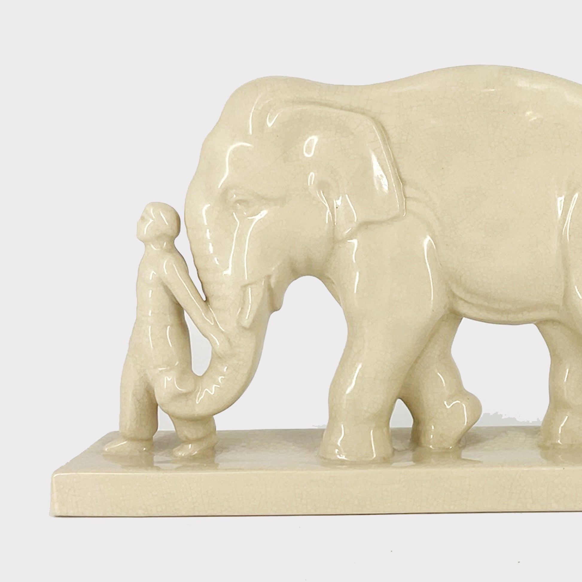 close up - Ivory Ceramic Elephant Figurine