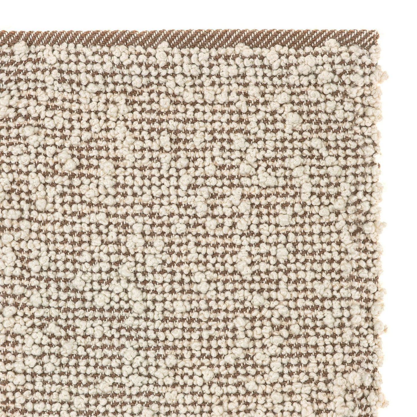 Sanenu rug styles in cream amd terra cotta colored textured boucle weave