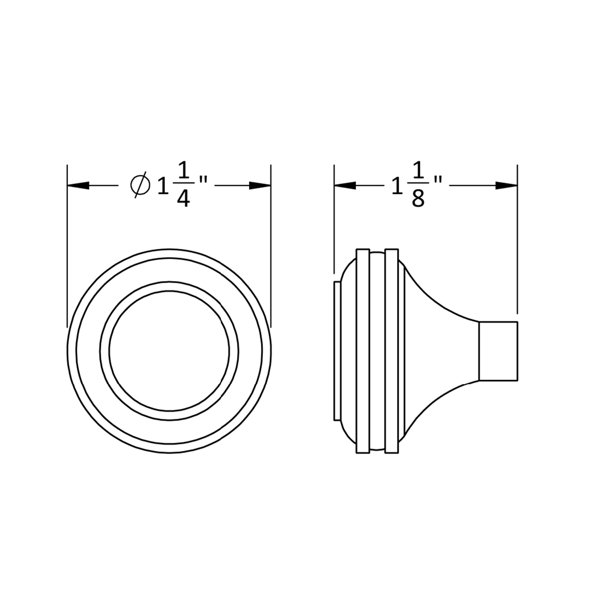 Carrara Cabinet knob dimensional drawing