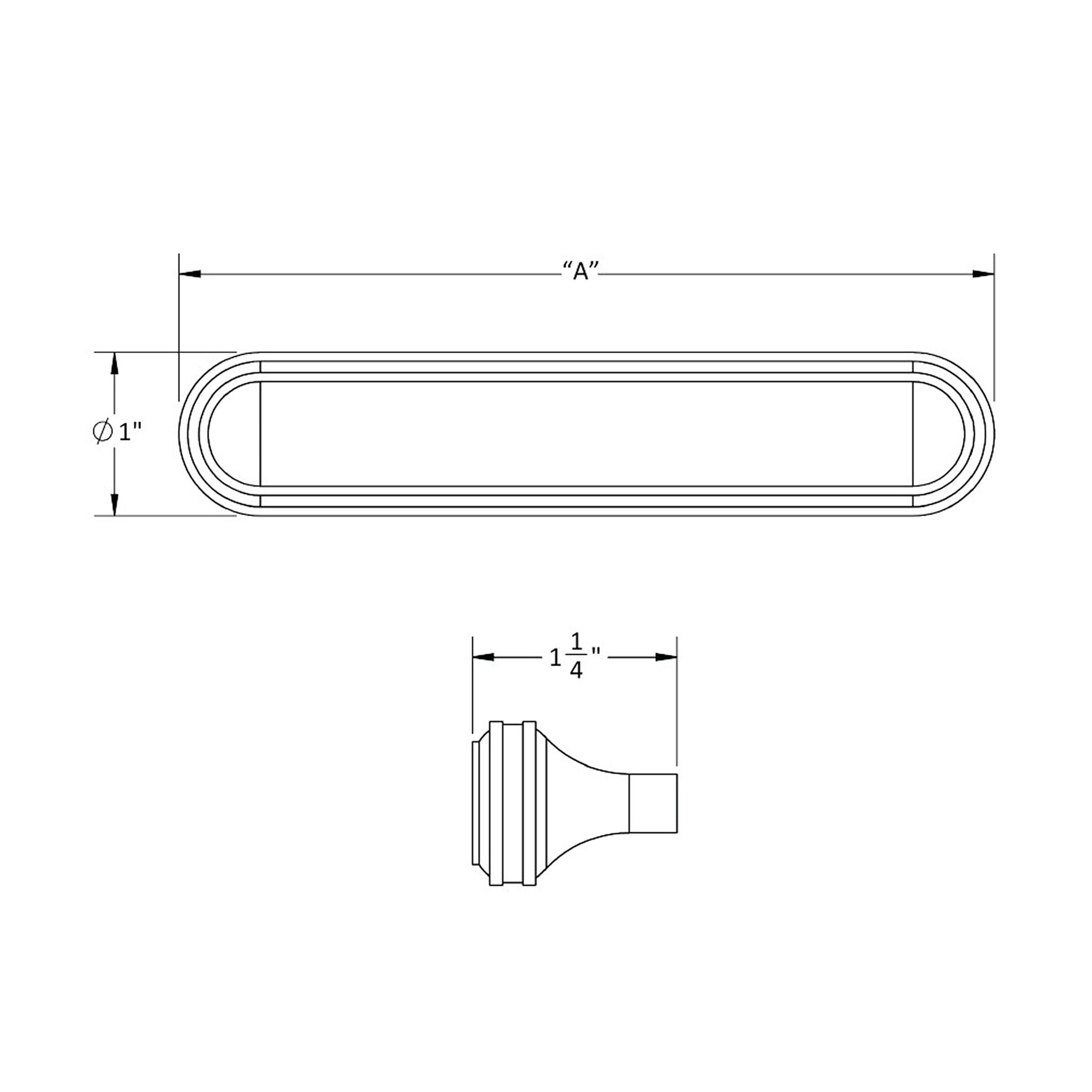 Carrara Round Cabinet Pull dimensional drawings