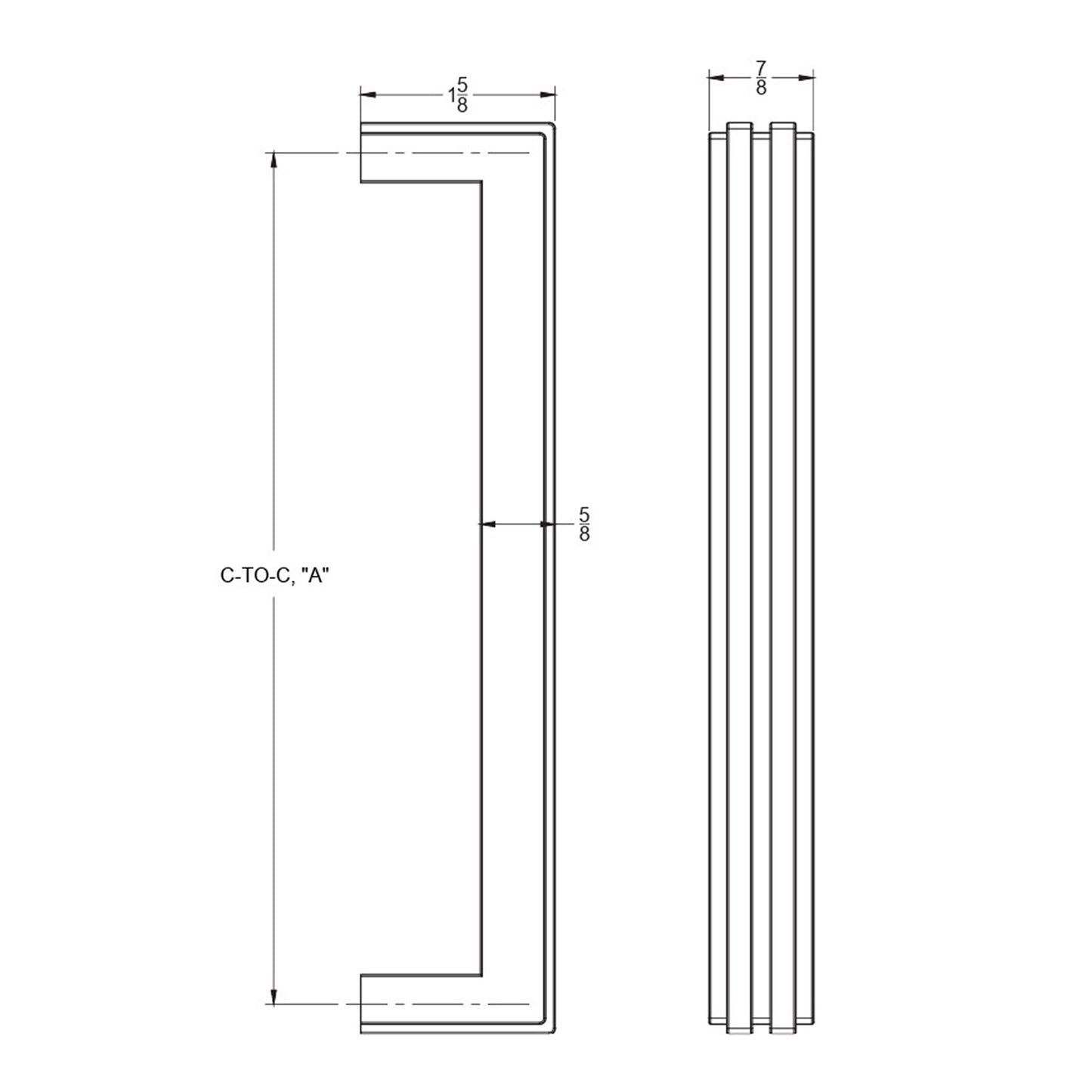 Carrara Square appliance pull technical drawing