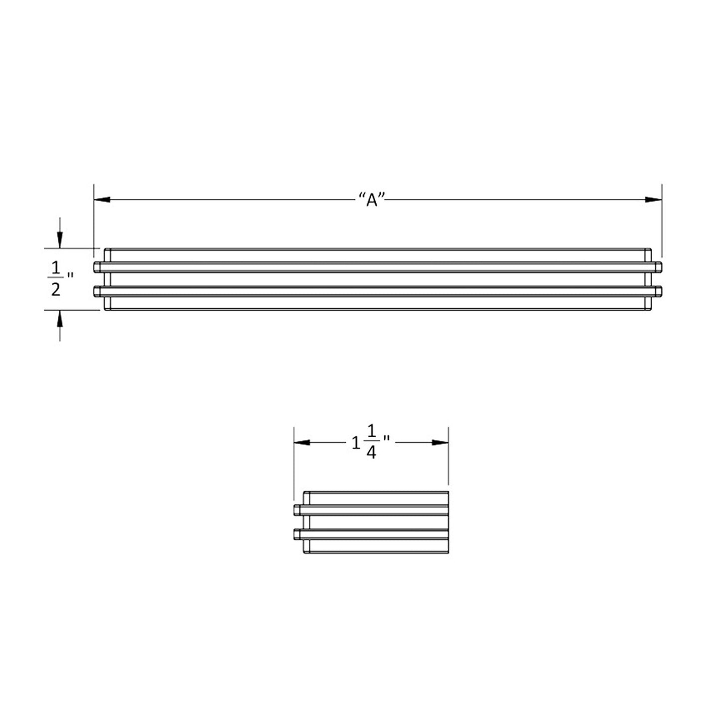 Carrara Square cabinet pull dimensional drawing 