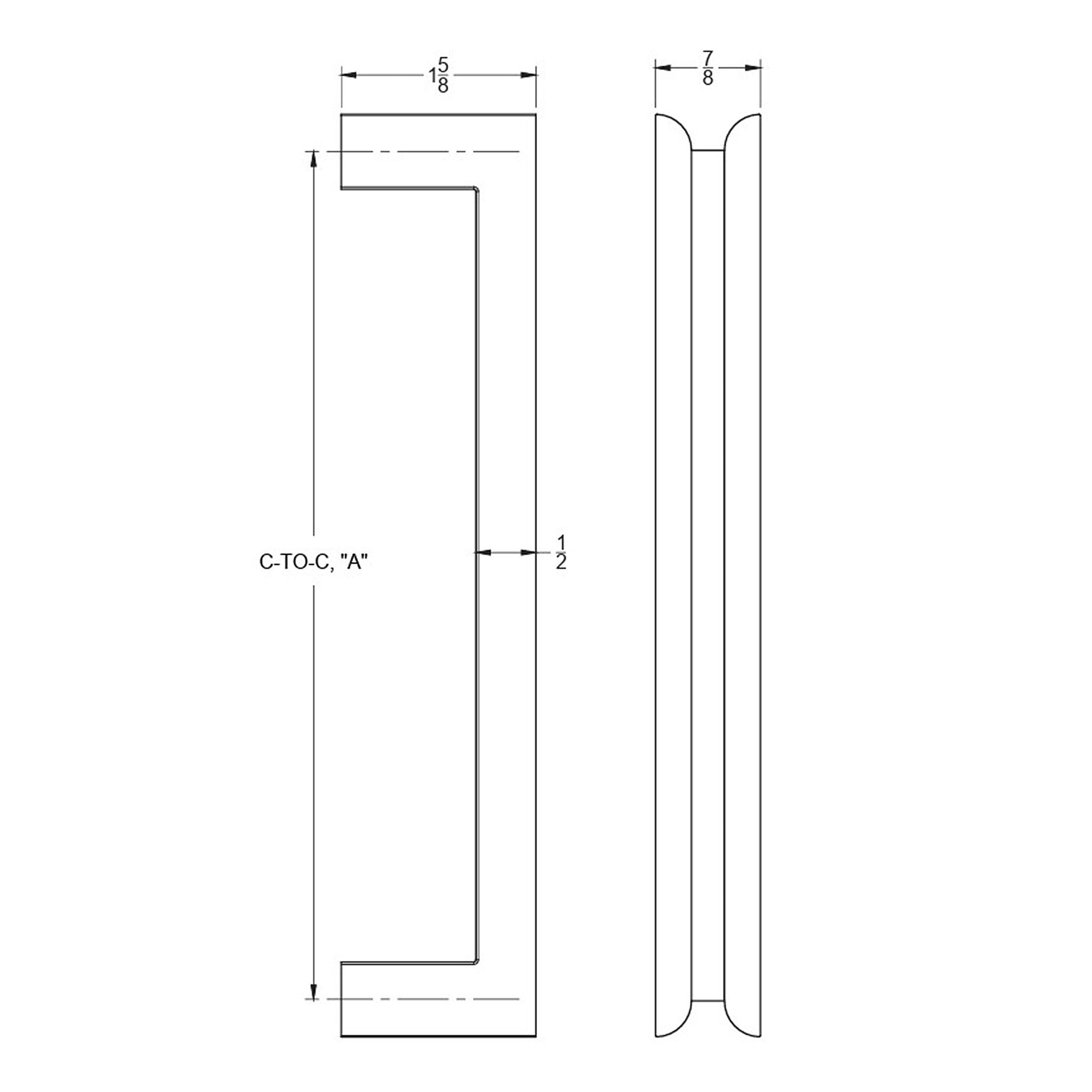 Granby Appliance Pull dimensional drawing