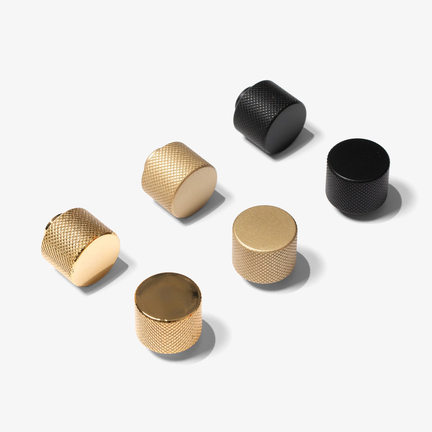 knurled simple cabinet knobs in three finishes by Studio Marchant