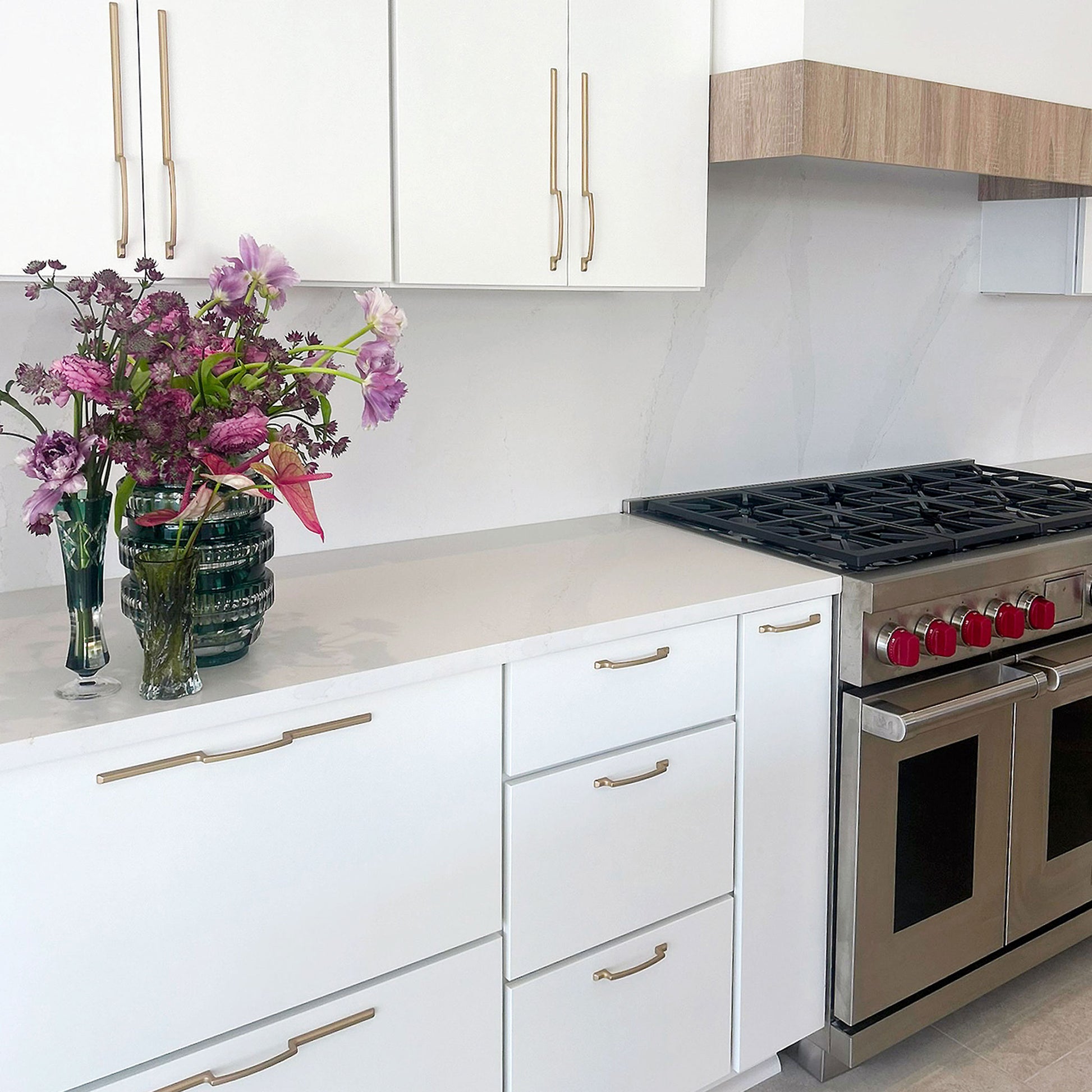 Midcentury cabinet hardware installed