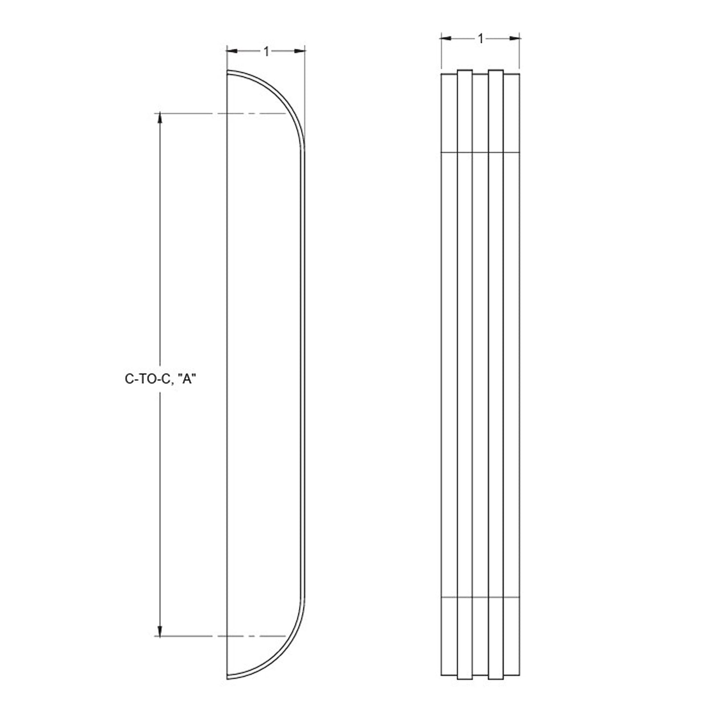 Arrora Cp APpliance Pull dimensional drawing