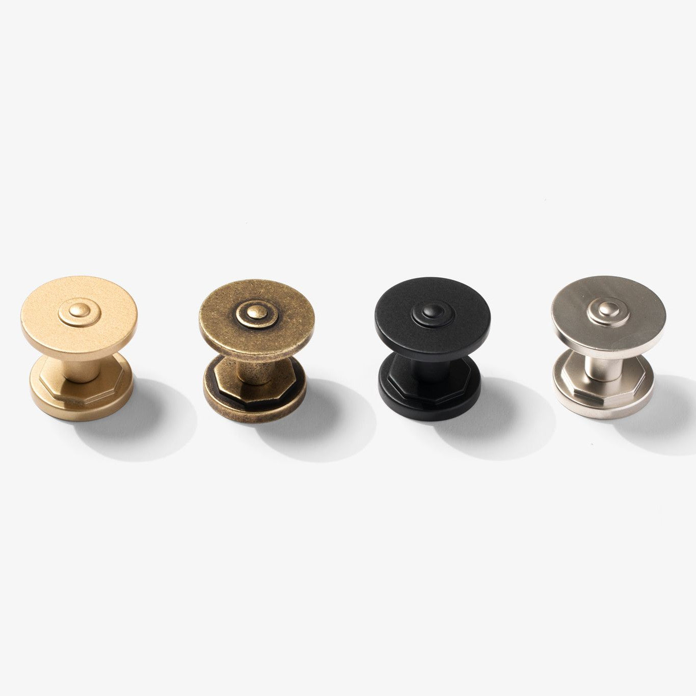 Industrial Modern cabinet knobs in four finishes by Studio Marchant