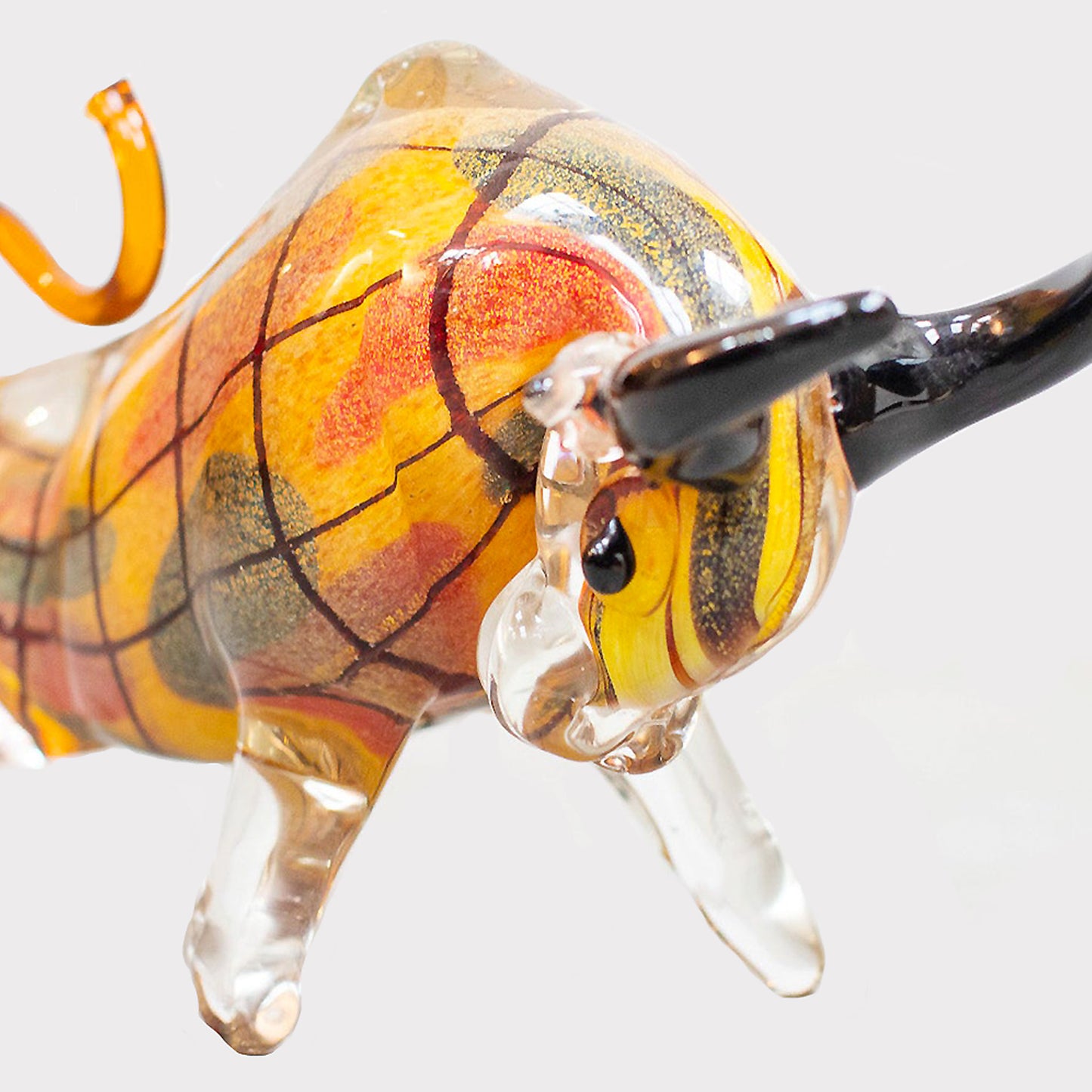 Toro Grande Murano Art Glass Bull from Italy - close up