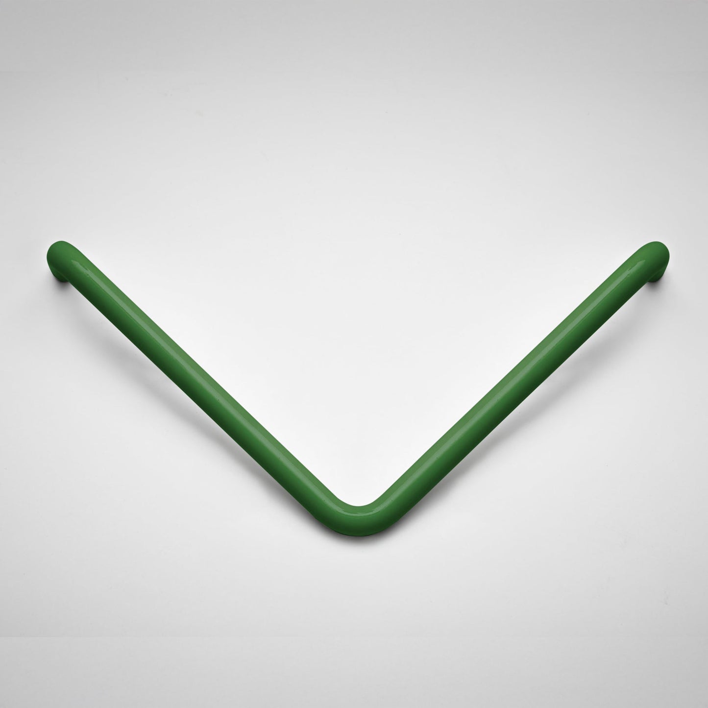 A modern V-shaped cabinet pull with a matte finish, shown on a light gray gradient background.