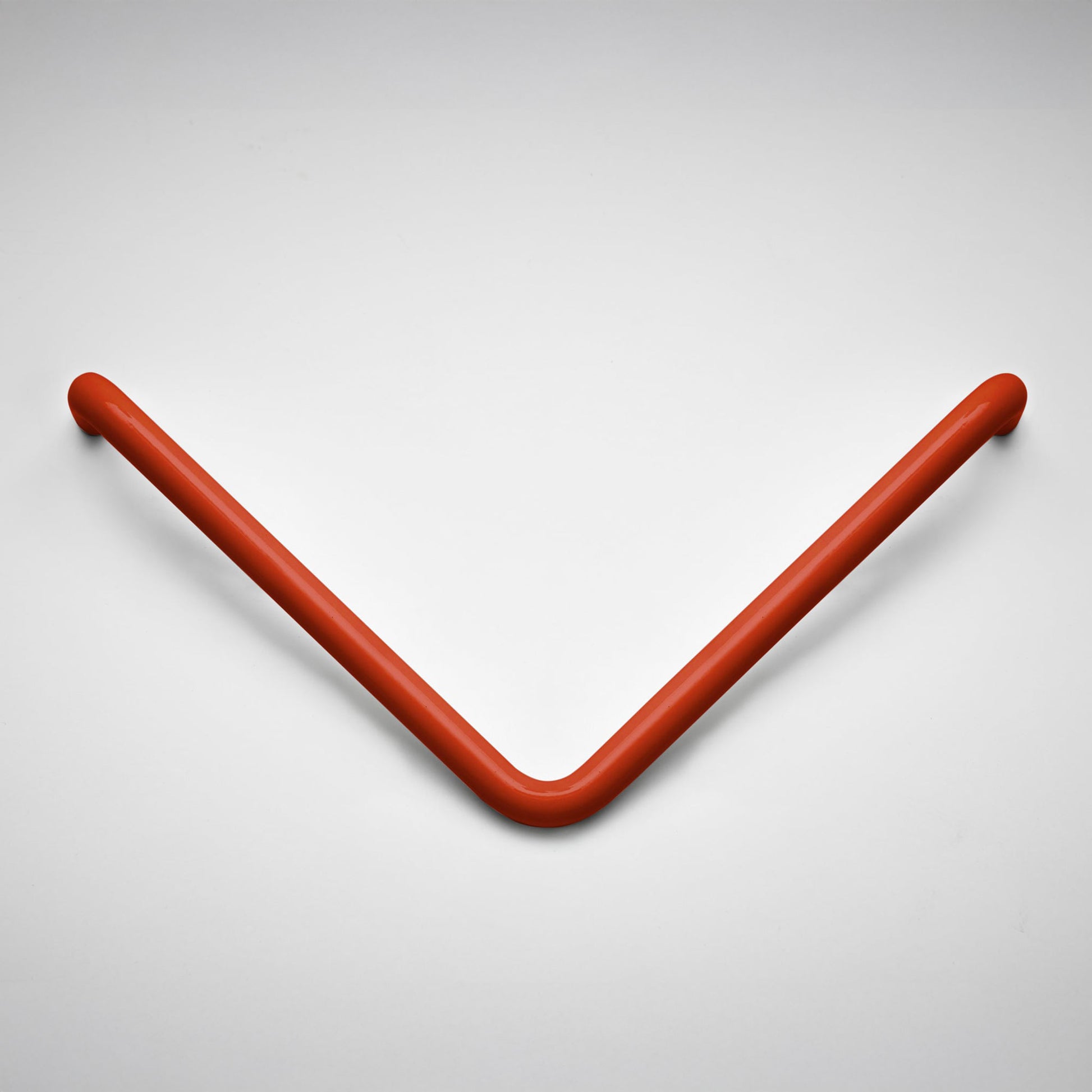 A modern V-shaped cabinet pull in a matte reddish-brown finish, displayed on a clean light gray background.