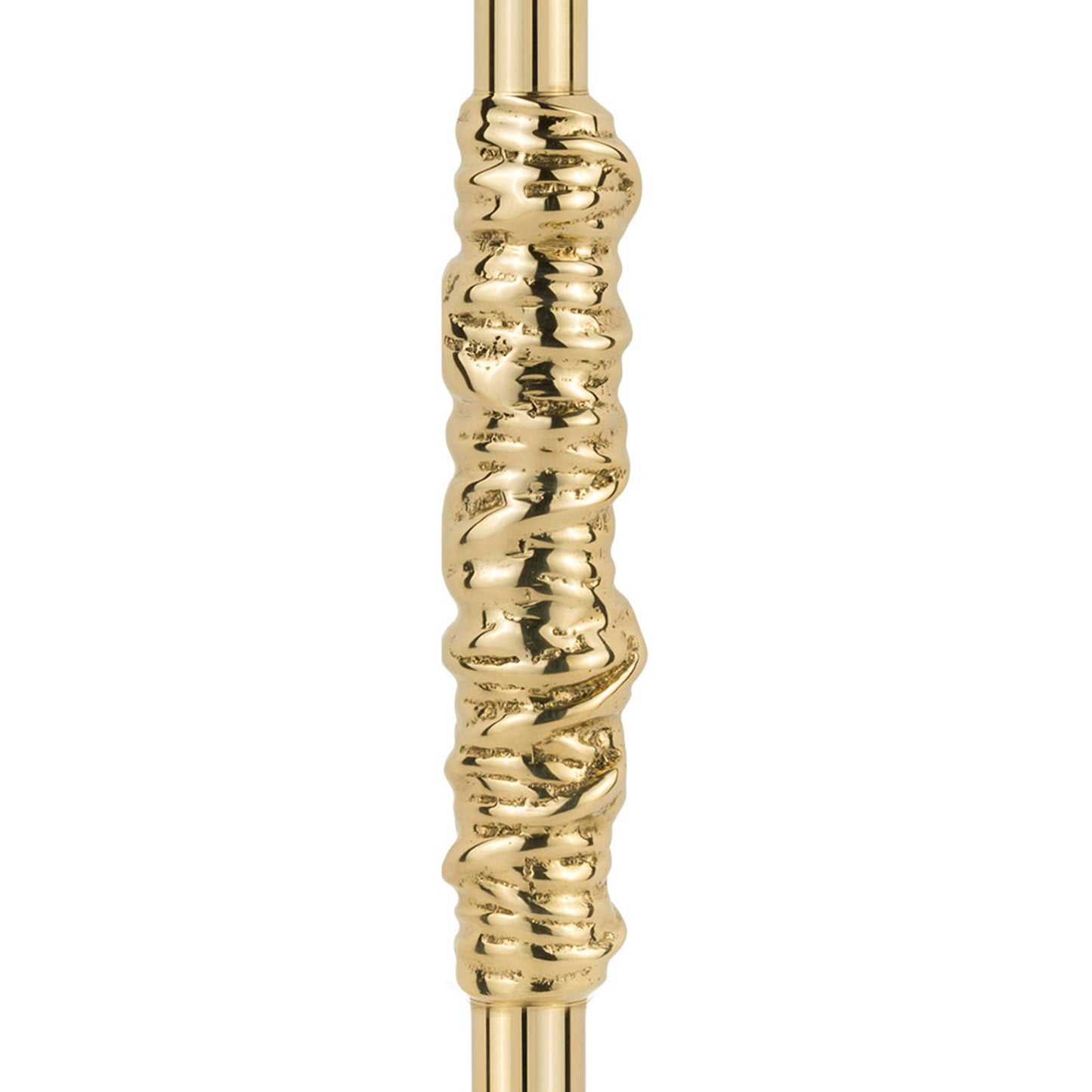 Brass Textured pull handle close up on a white background