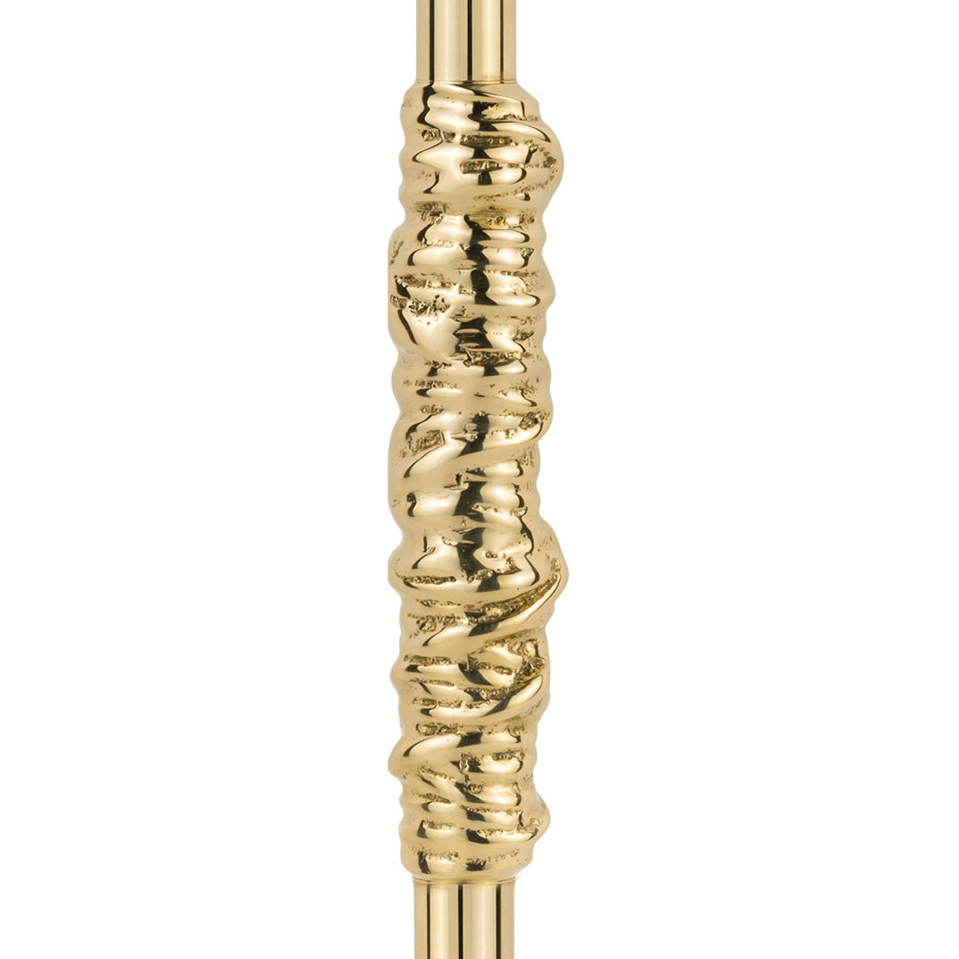 Brass Textured pull handle close up on a white background