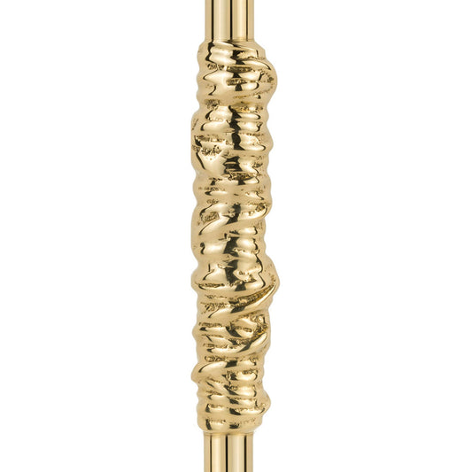 Brass Textured pull handle close up on a white background
