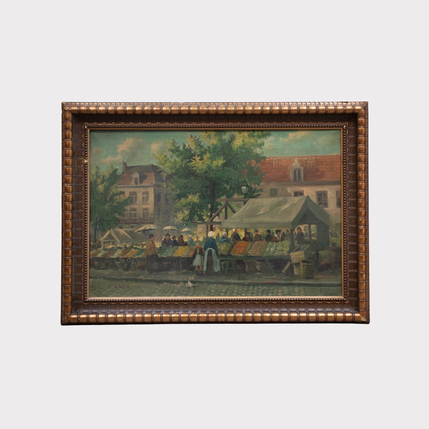 French Market Scene Oil Painting