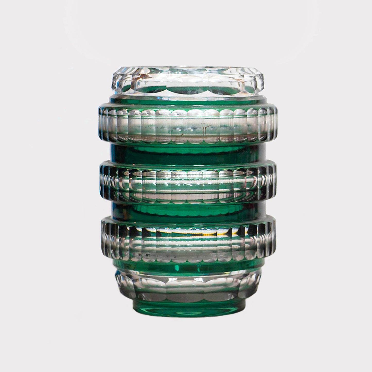 Val Saint Lambert Cut to Clear Crystal Vases - green