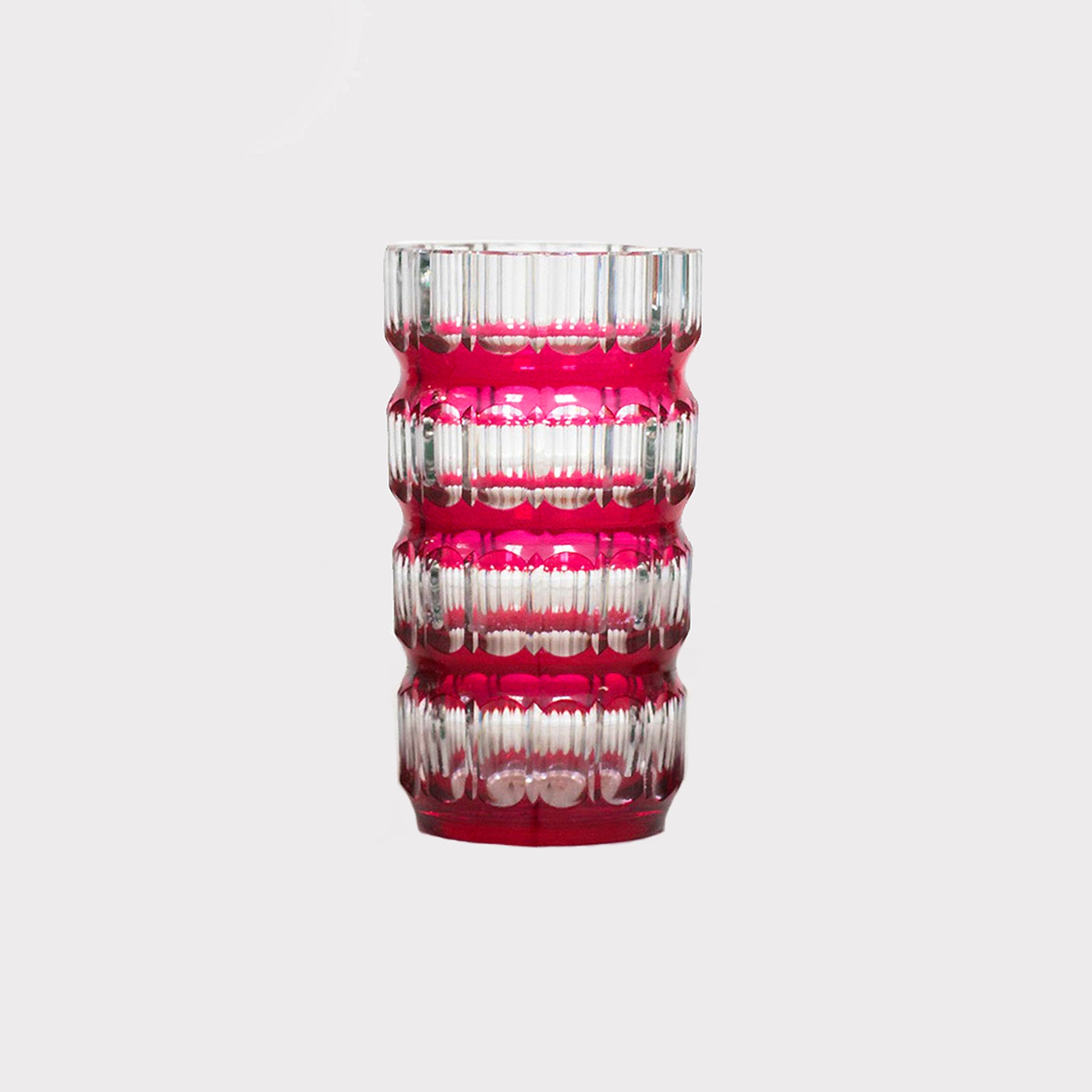 Val Saint Lambert Cut to Clear Crystal Vases - cranberry medium