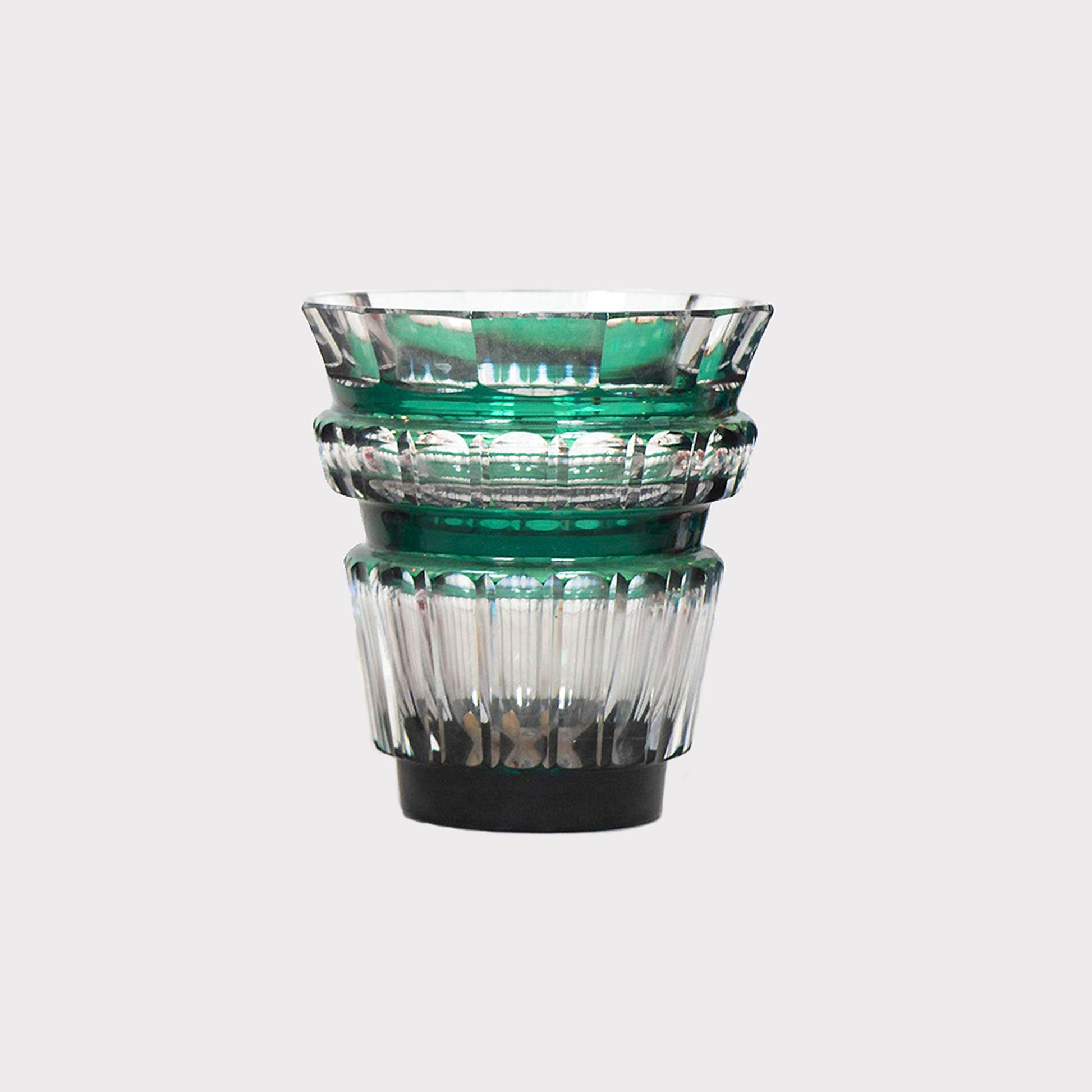 Val Saint Lambert Cut to Clear Crystal Vases - Green small