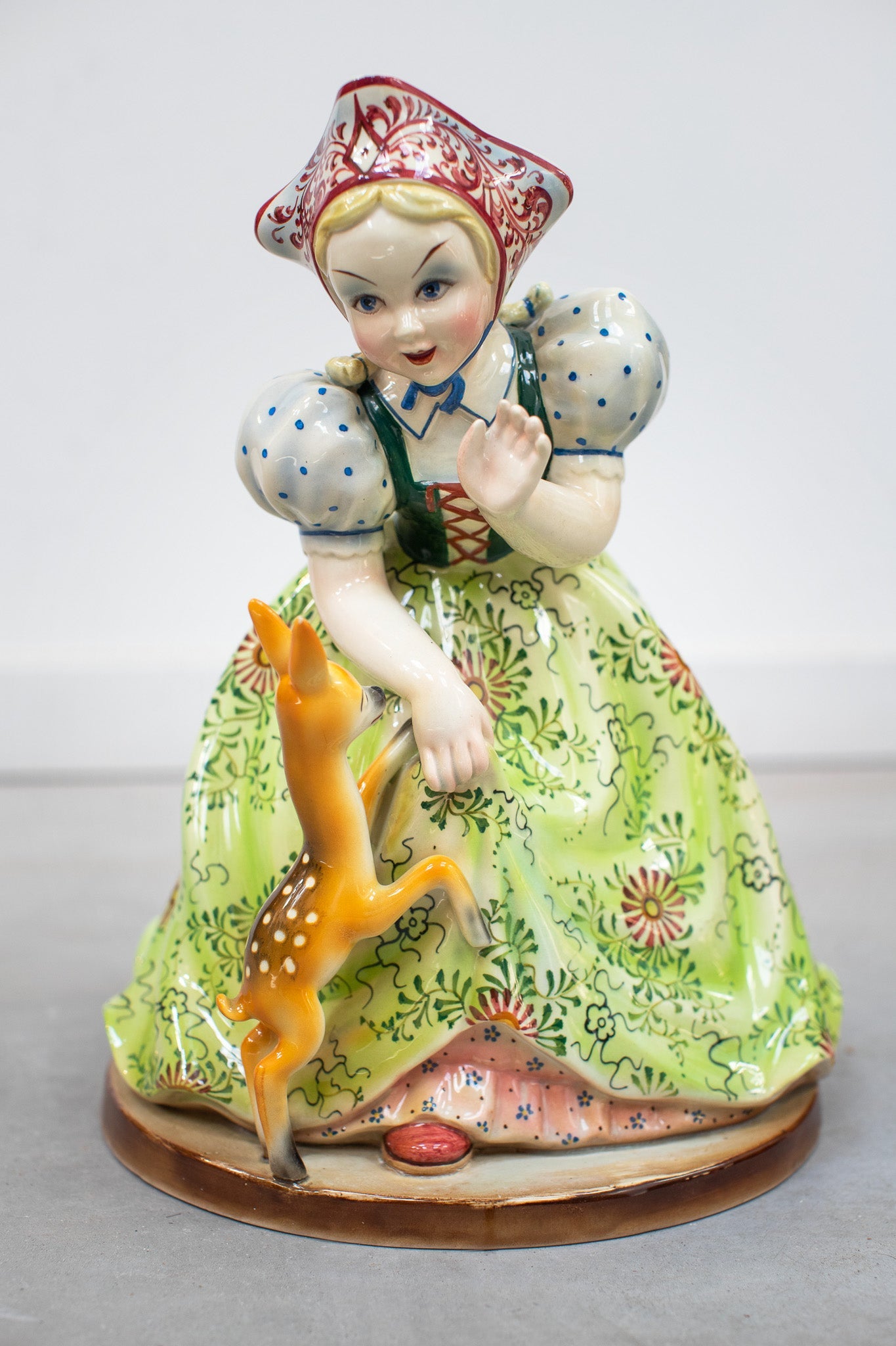 in room - Italian Porcelain Figurine Girl with Deer