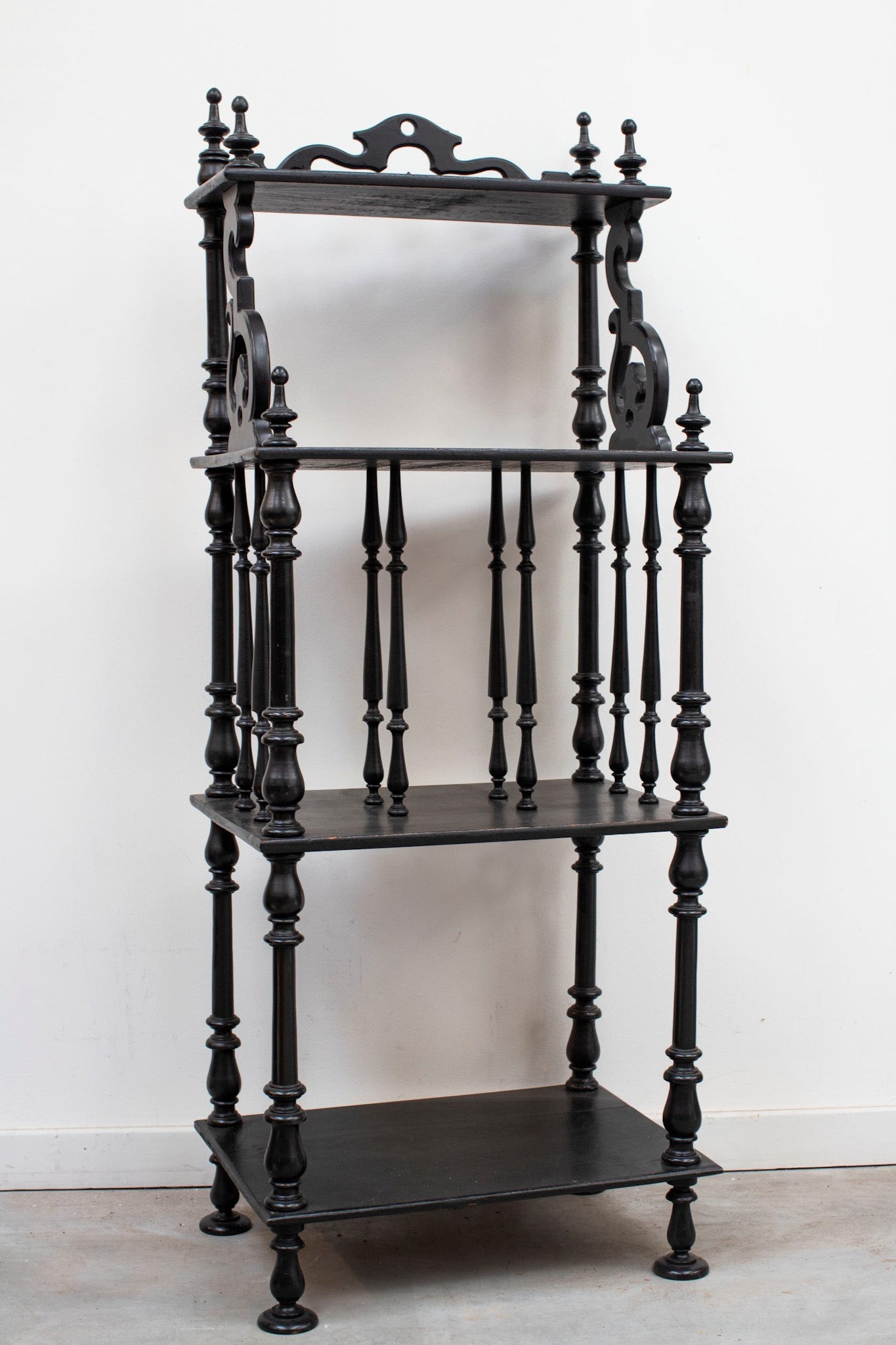 French Black Ebonized Etagere