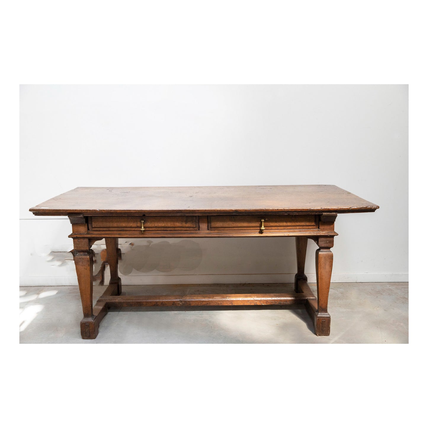 Antique Italian Walnut Rustic Table with Wide Slab Top